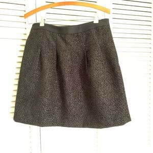 Loft Metallic Tweed Textured A-Line Mini Skirt Black NWT